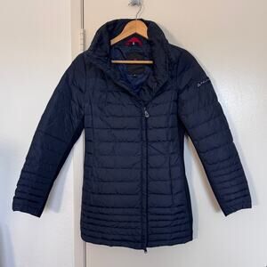 Pueterey Down Puffer Hooded Jacket in Navy Blue Size 38 (6/8 US)